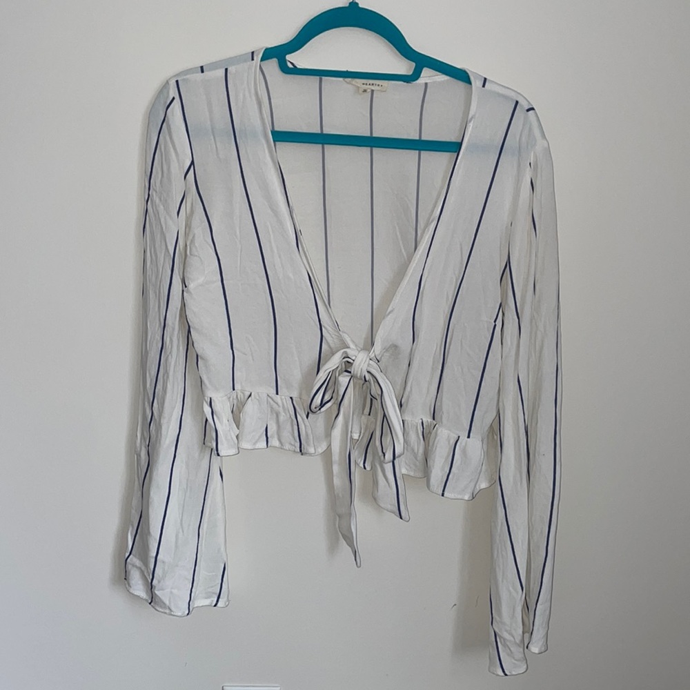 LA Hearts Tie Front Long Sleeve